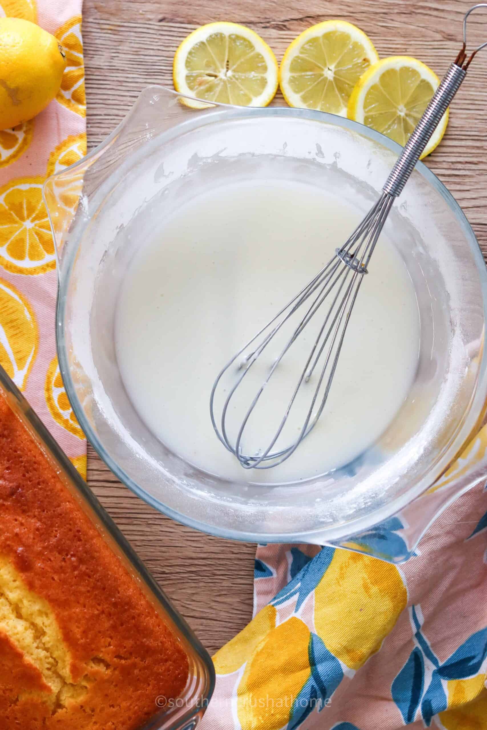 mixing powdered sugar glaze icing