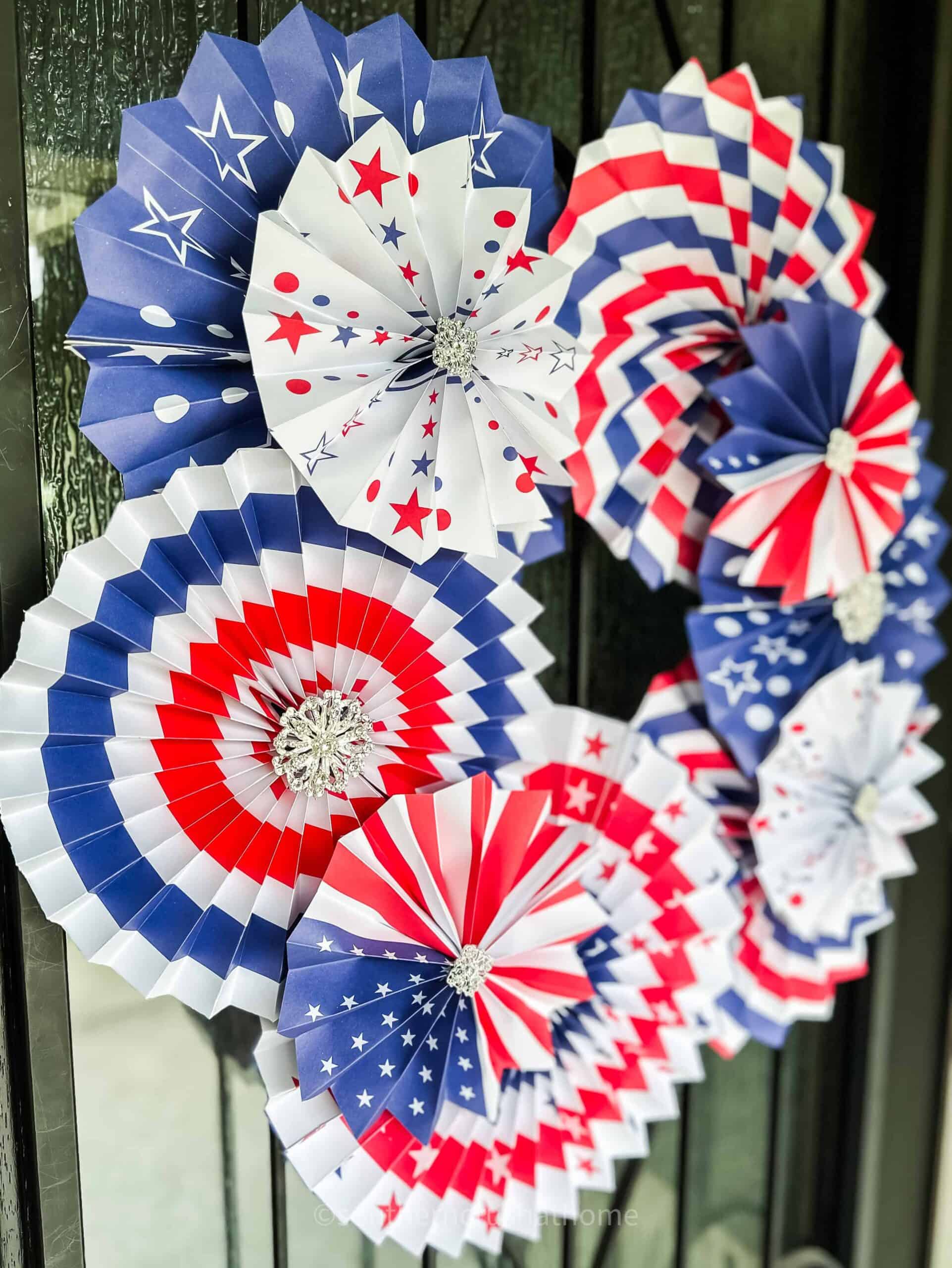 side view of patriotic paper fan