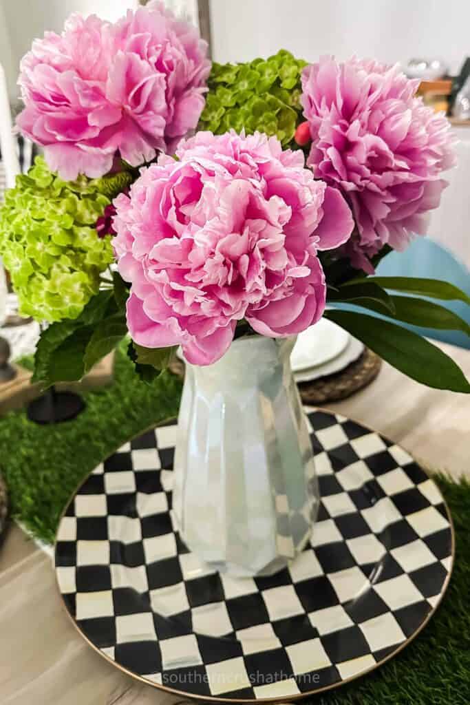 pink peonies arrangement
