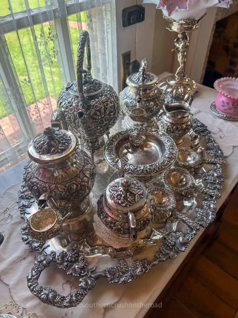 tea service at tea party bridal shower