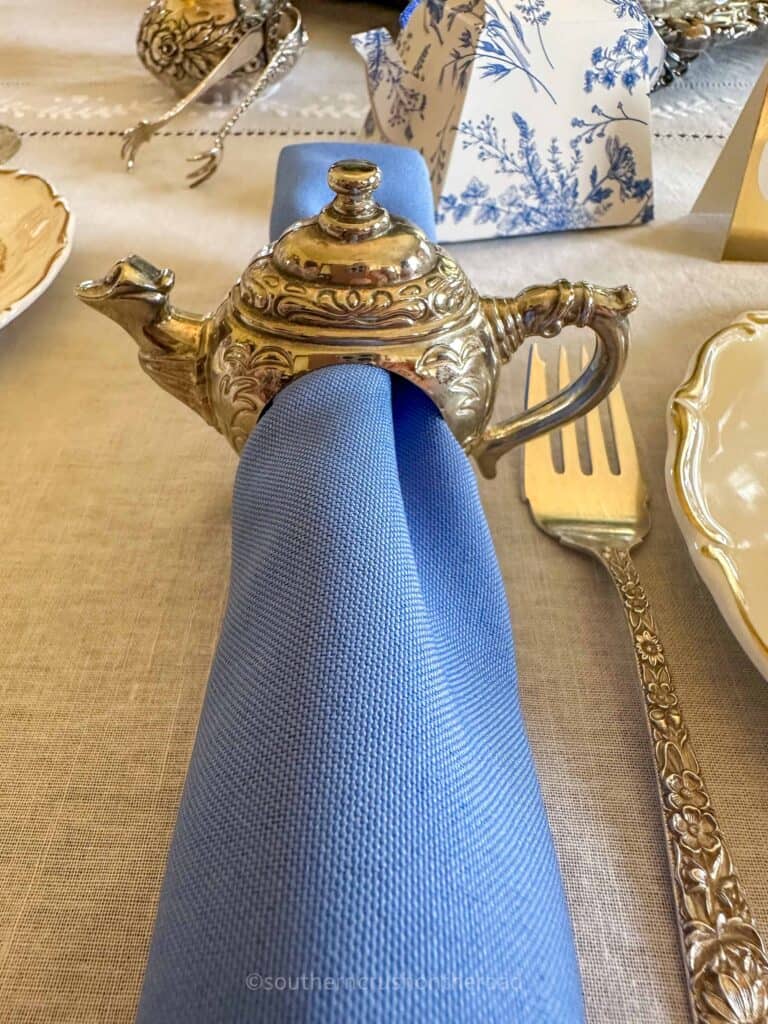 silver teapot napkin ring