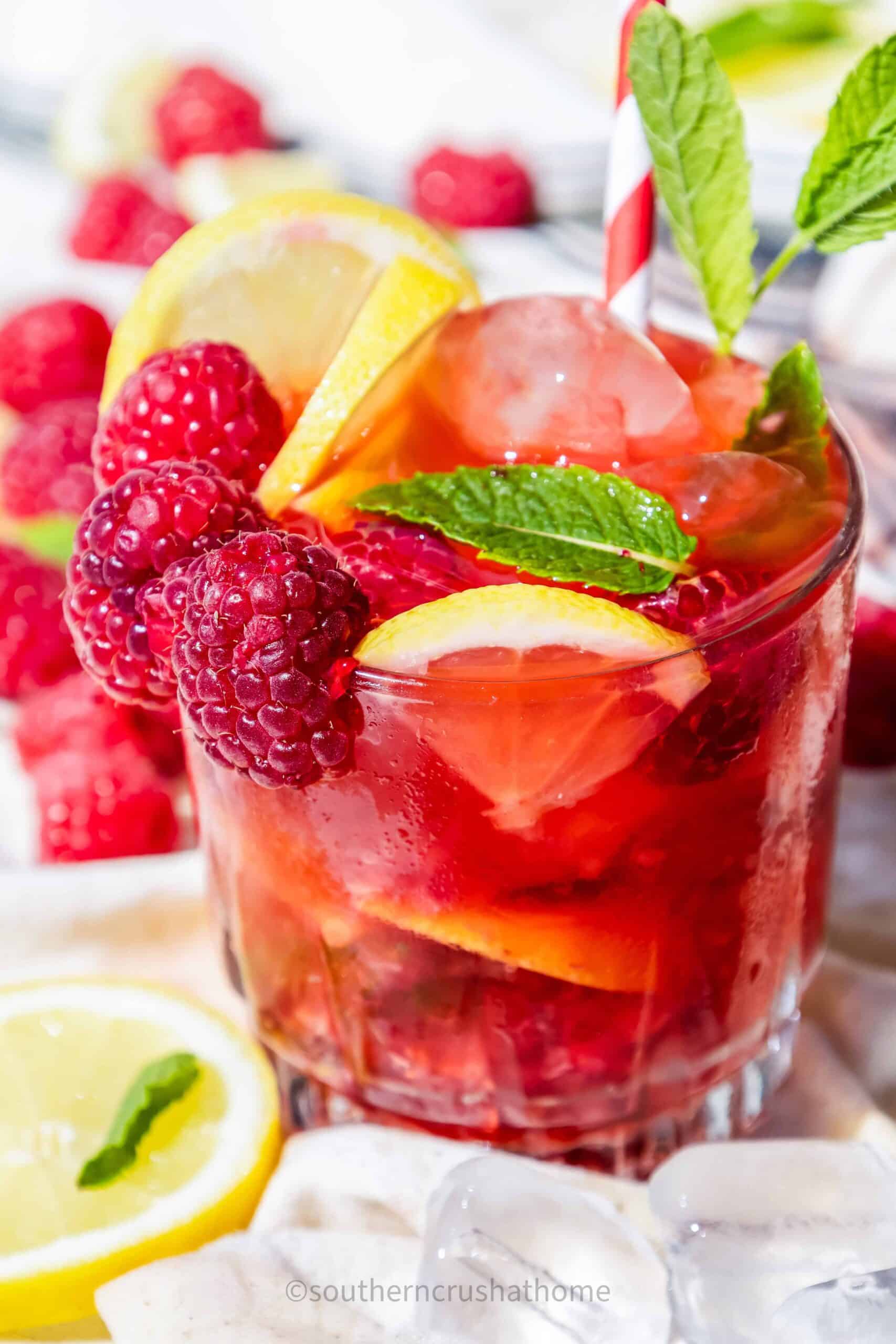 raspberry lemon mint mocktail refresher