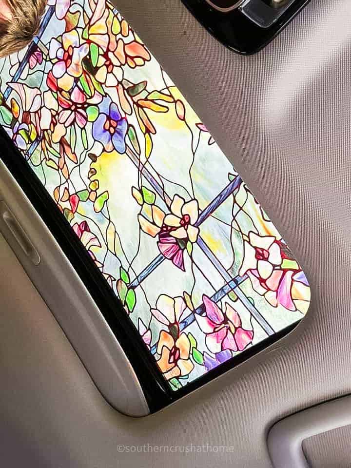 stained glass window film on sunroof