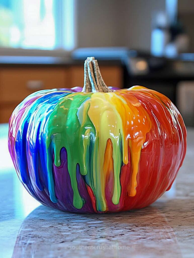 melted crayon pumpkin