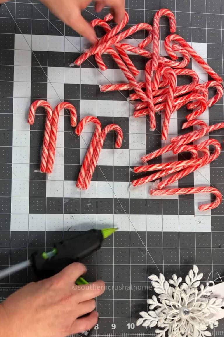 Easy Dollar Tree DIY Candy Cane Wreath for Christmas - Southern Crush ...