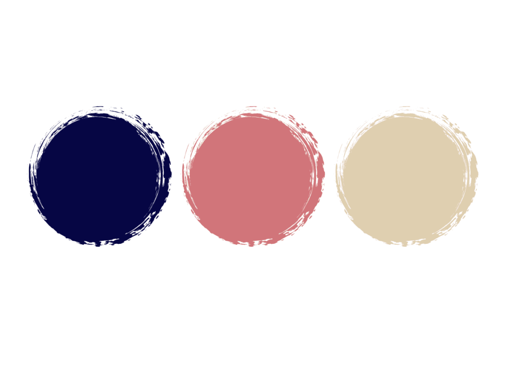 navy blue and rose gold color palette
