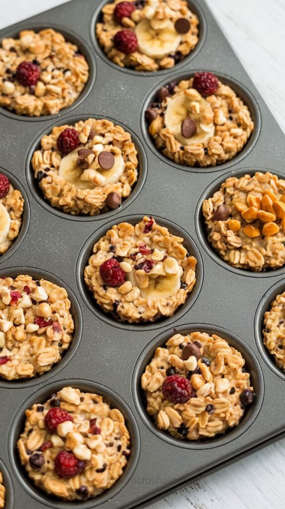 baked oatmeal cups in muffin pan