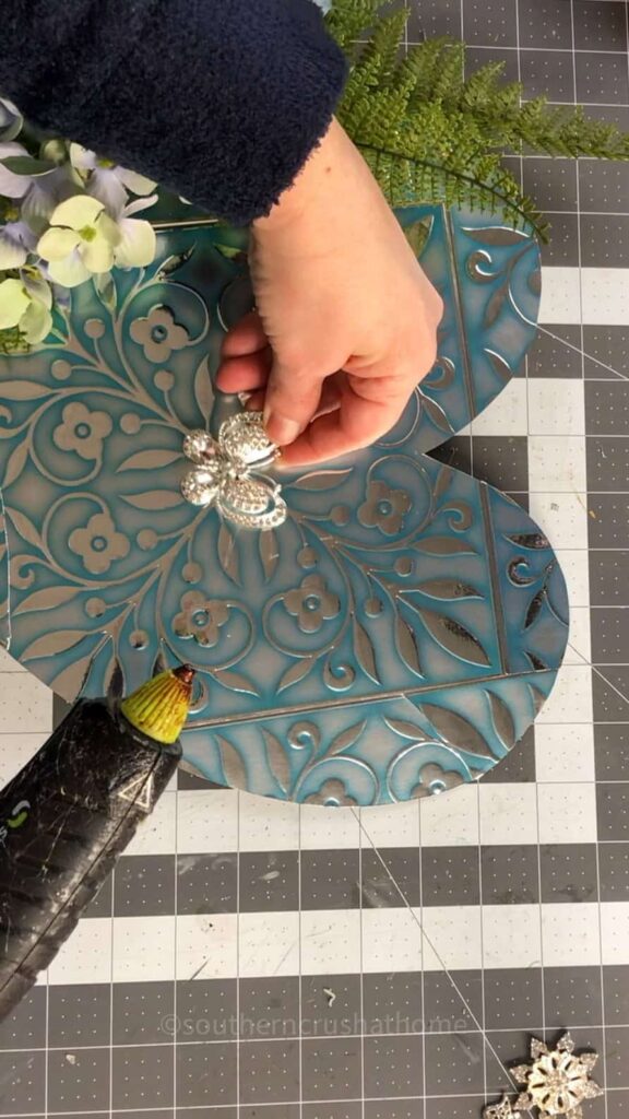 adding bling to wreath