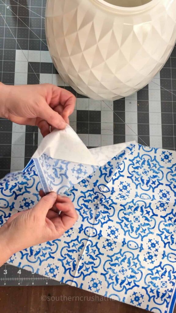 separating the napkins for decoupage