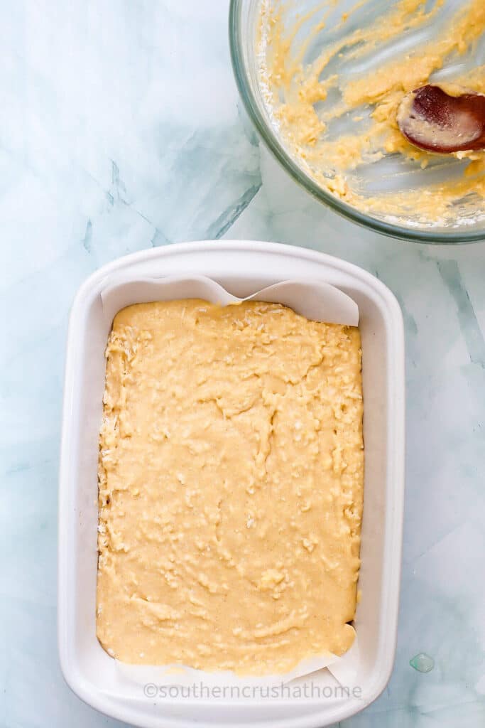poured cake batter