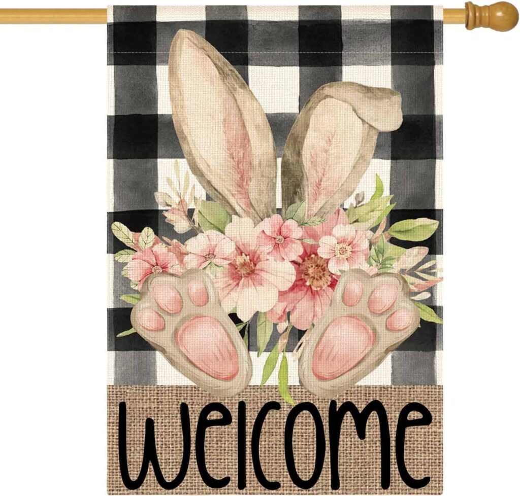Easter House Flag – Rabbit Ears Spring Welcome Yard Decoration