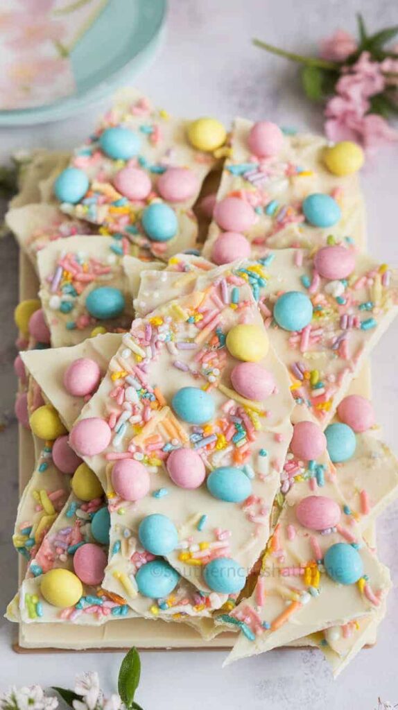 White chocolate Easter egg bark