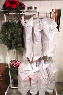garbage sack storage for wreaths