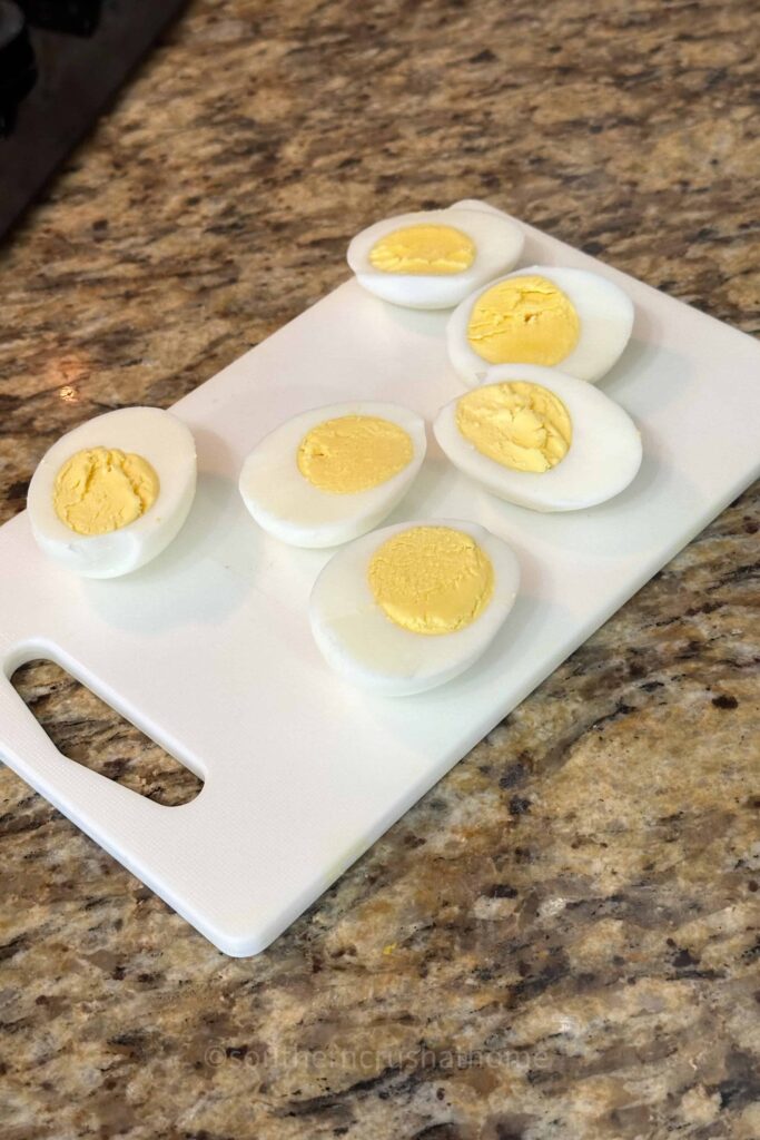 sliced boiled eggs