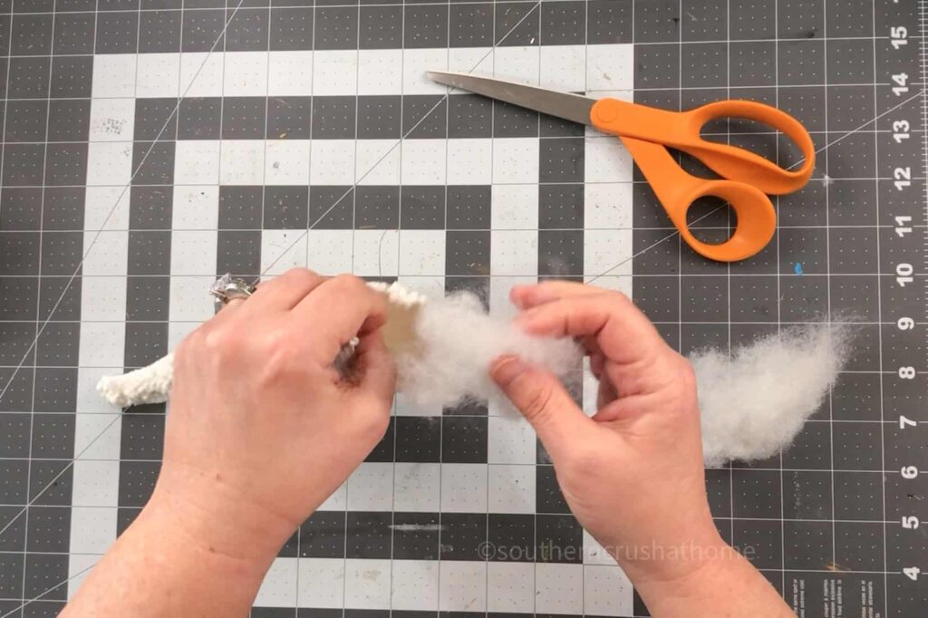 stuffing polyfil into fabric carrot