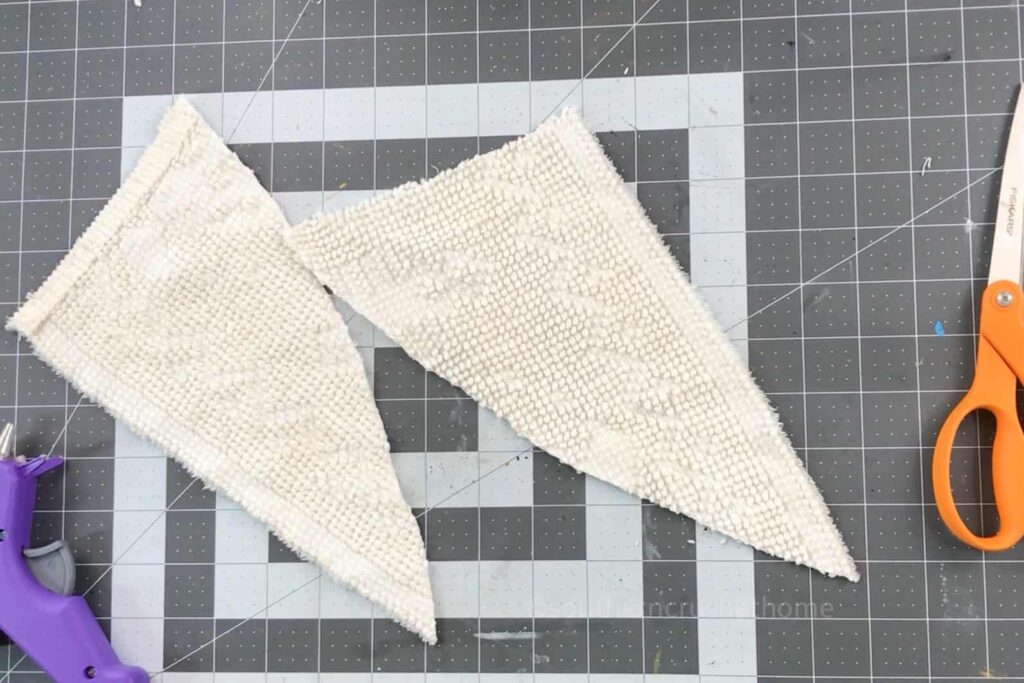 cutting the chenille fabric