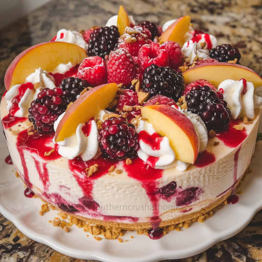final berry and peach cheesecake