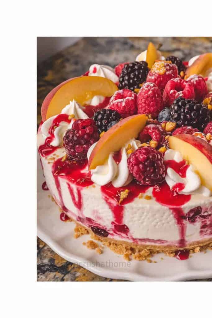 berry and peach cheesecake
