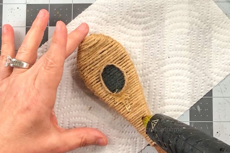 adding hot glue as faux honey