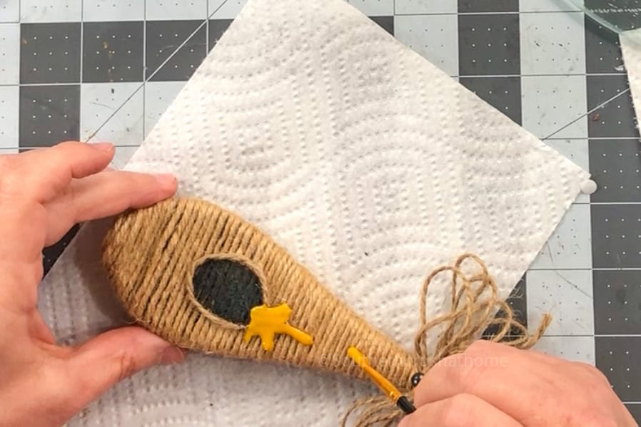 painting faux honey on hot glue