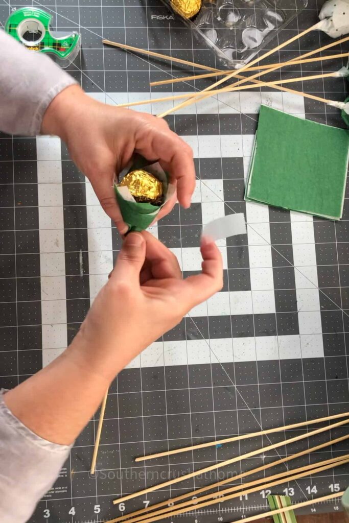 taping tissue paper
