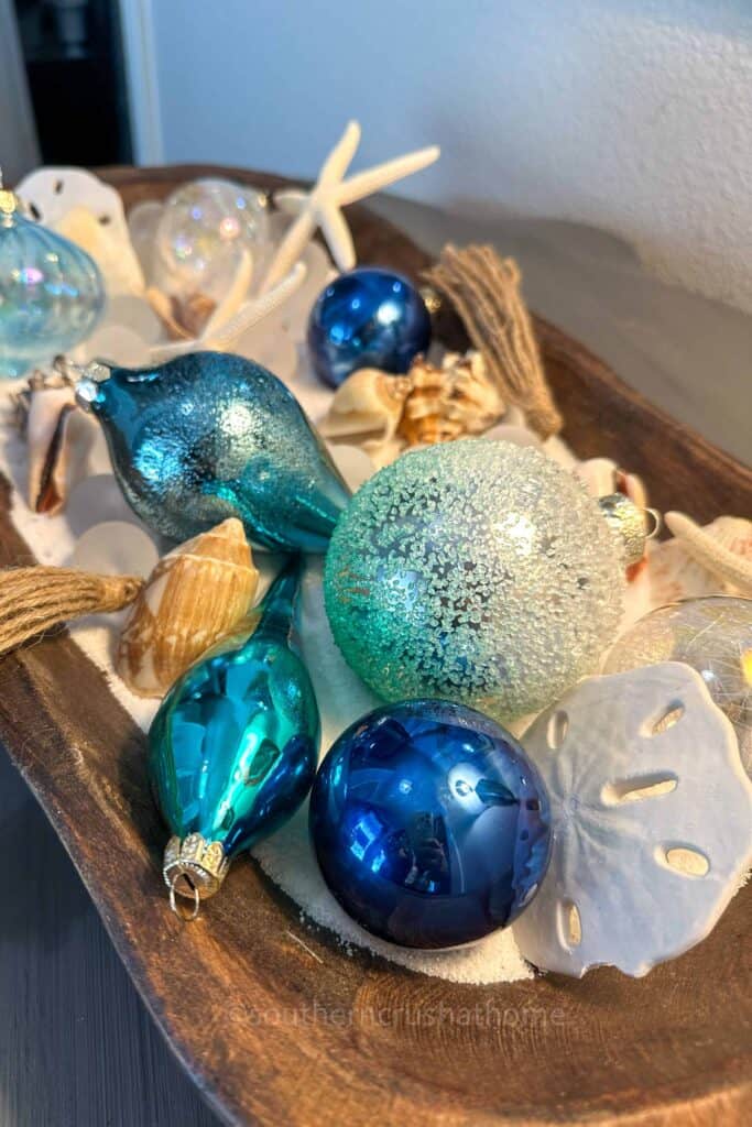 King of Christmas ornaments in dough bowl