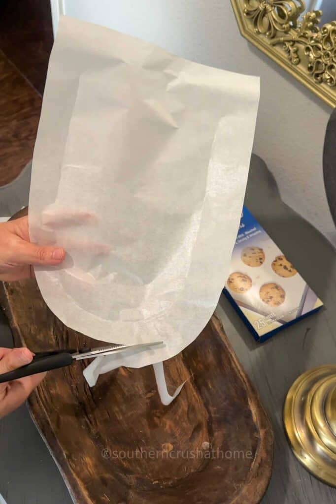 trimming parchment paper