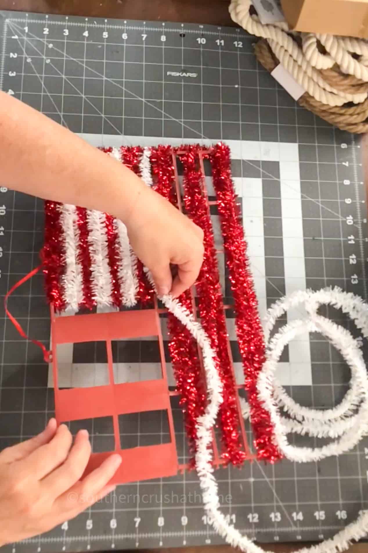 removing the red and white tinsel