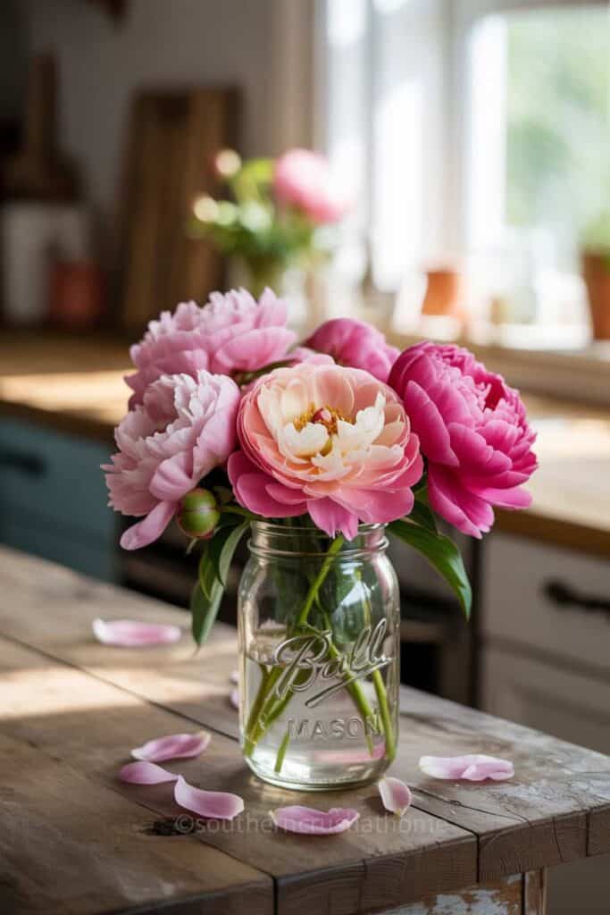 Pink Peonies Vase