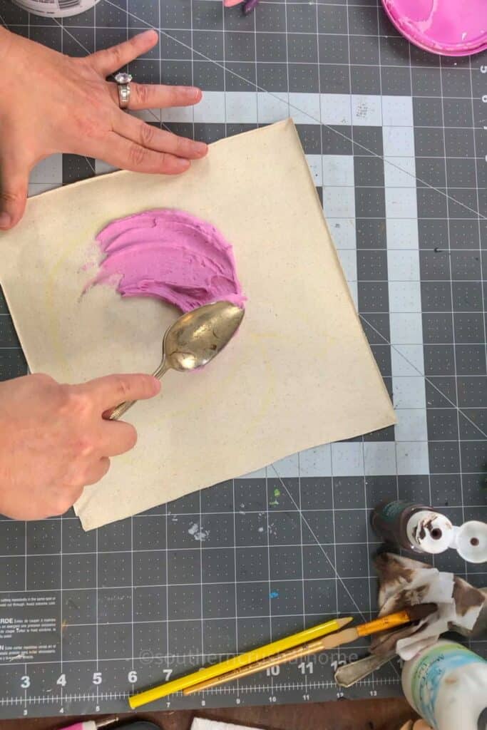 applying the pink spackle
