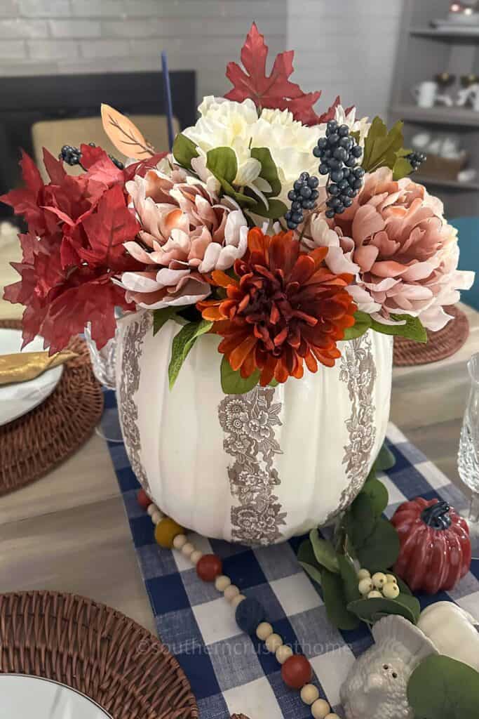 Pumpkin Centerpiece Fall Table Decor