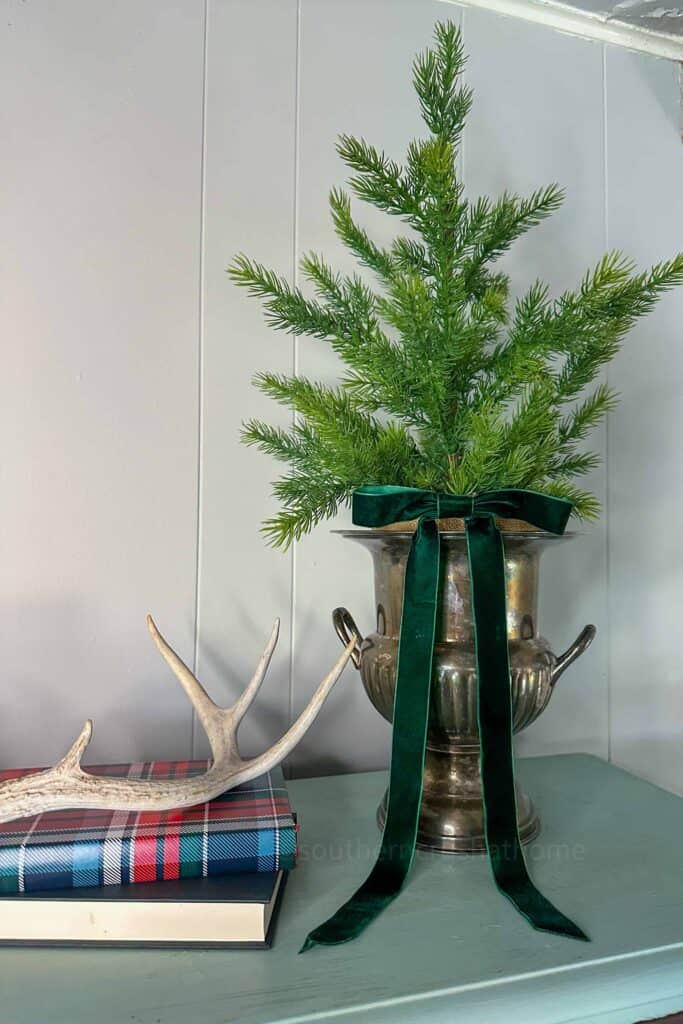 RL christmas bow on silver champagne bucket