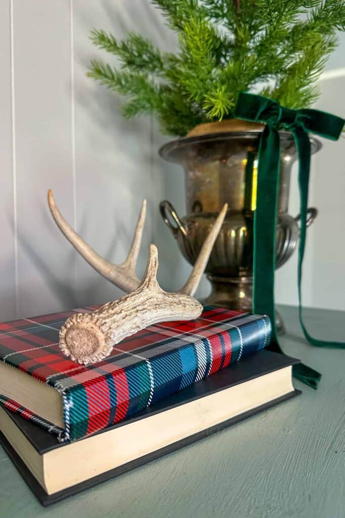 RL christmas tartan plaid dollar tree wrapping paper book stack