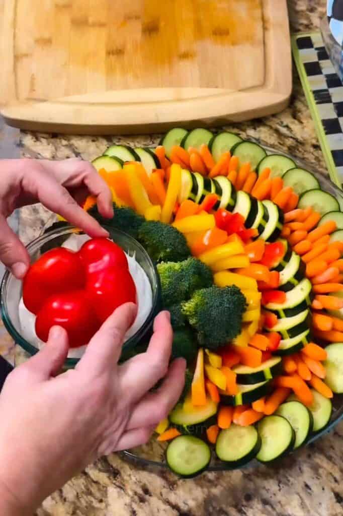 adding the red bell pepper