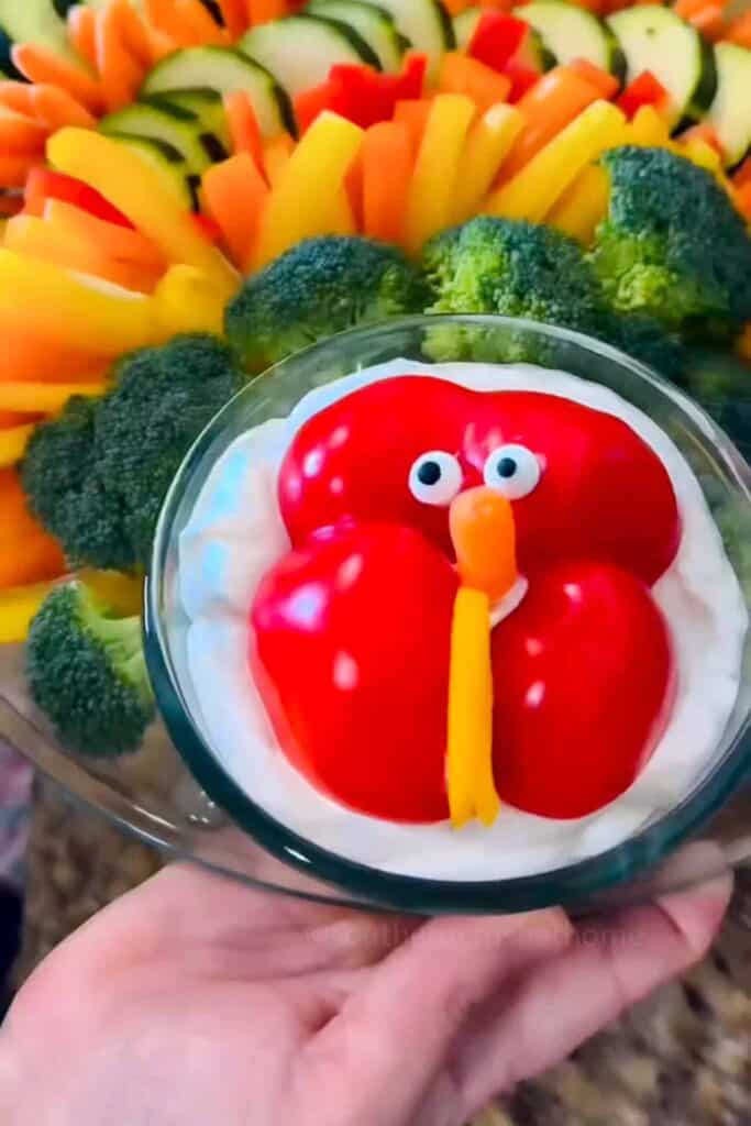 turkey face on crudite platter