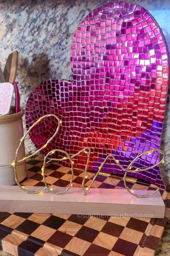 pink disco ball heart