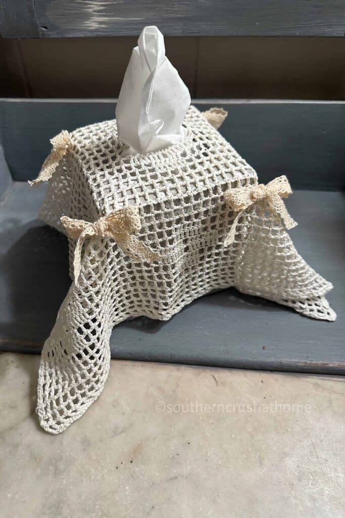 doily covered tissue box
