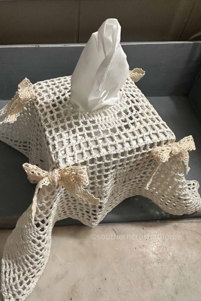 doily covered tissue box