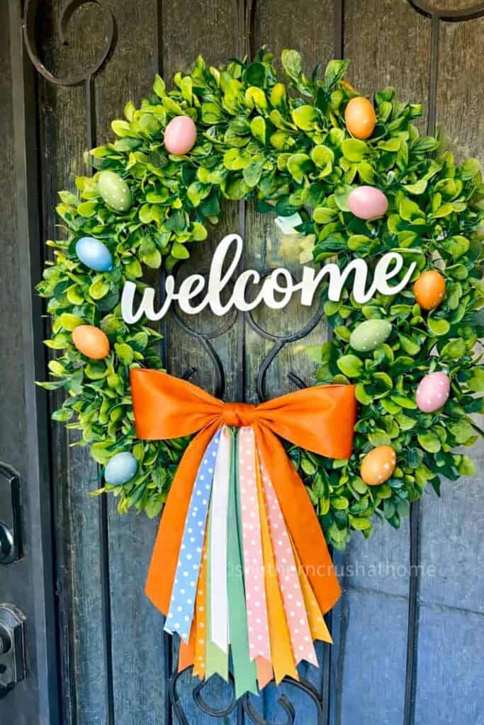 front door welcome spring wreath