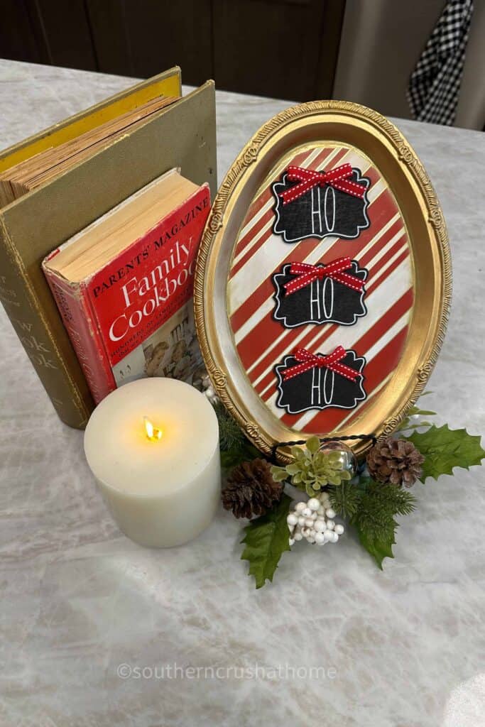 peppermint christmas tray ho ho ho sign