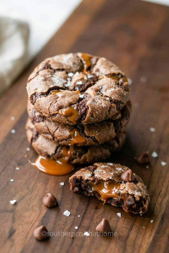 salted caramel brownie mix cookies