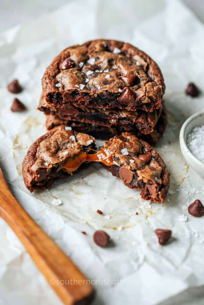 salted caramel brownie mix cookies