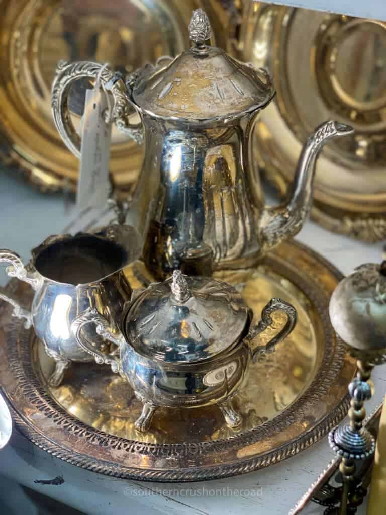 vintage silver tea set