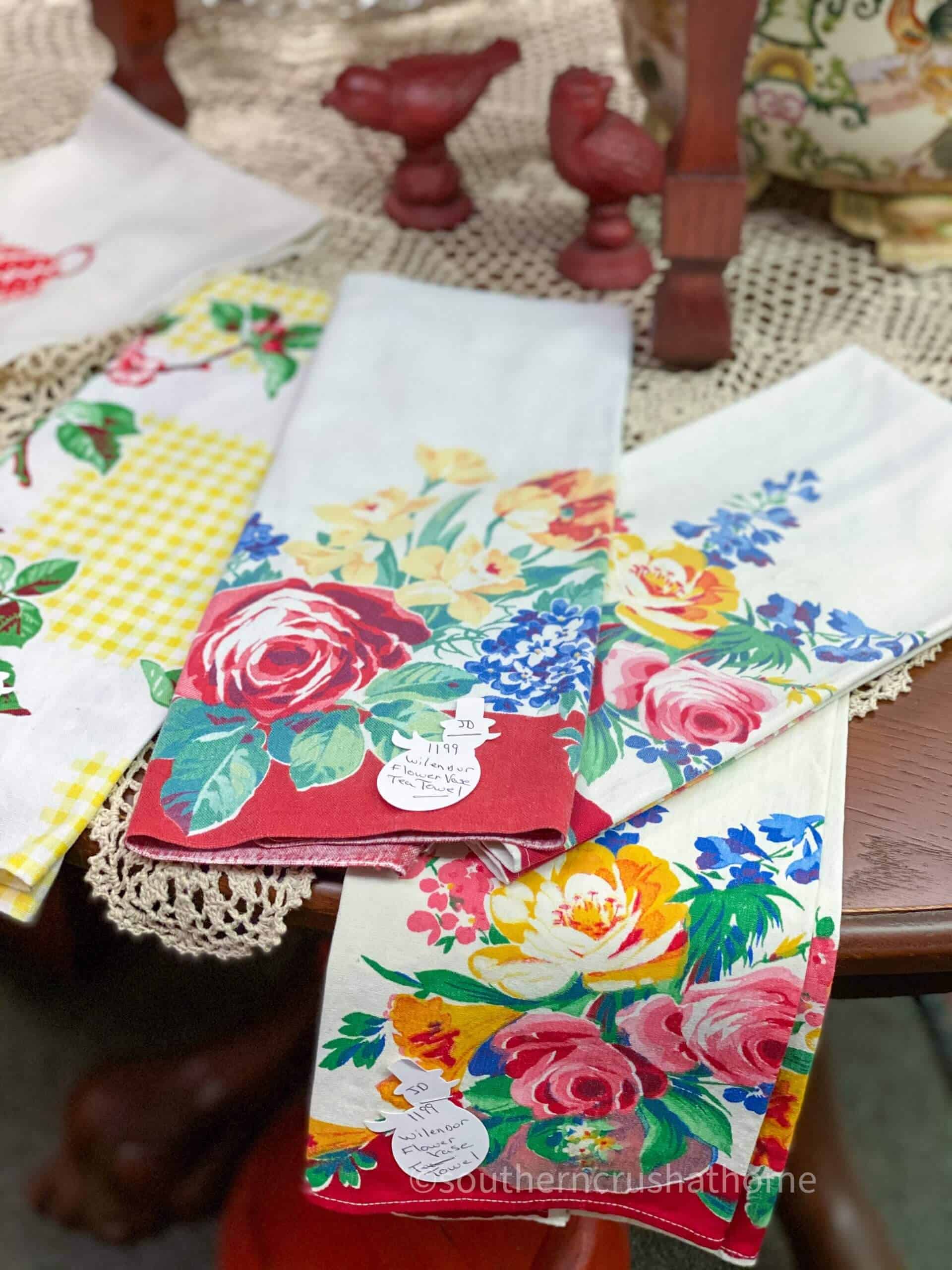 floral flour vintage tea towels