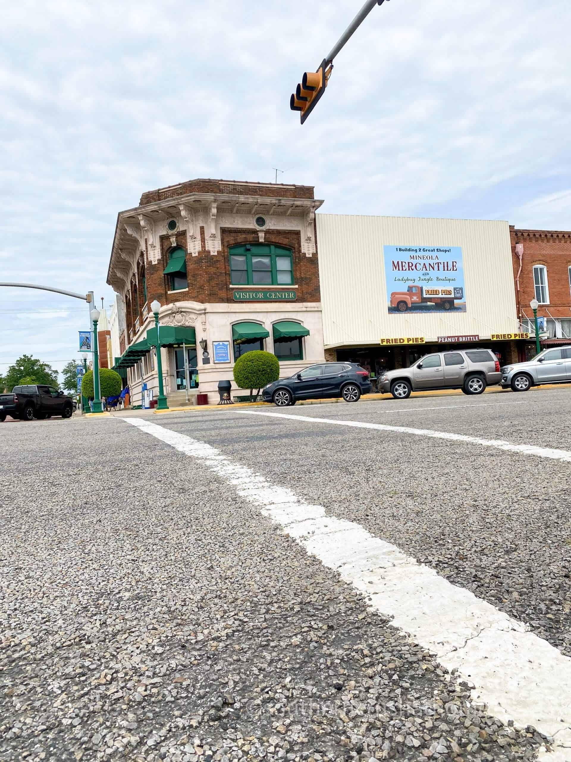Mercantile four way in downtown Mineola, TX